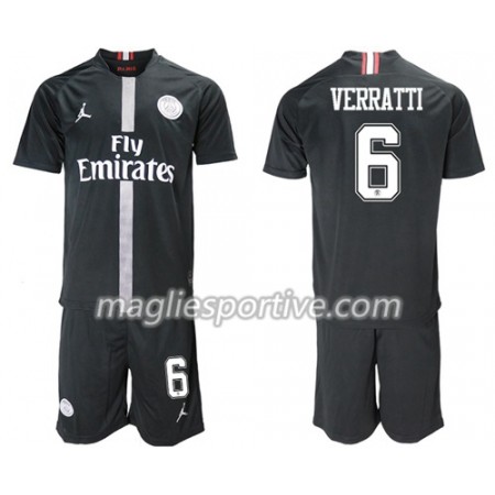 Completo Calcio Paris Saint Germain Verratti 6 Jordan Giallo Bambino Divisa Terza 2018/2019